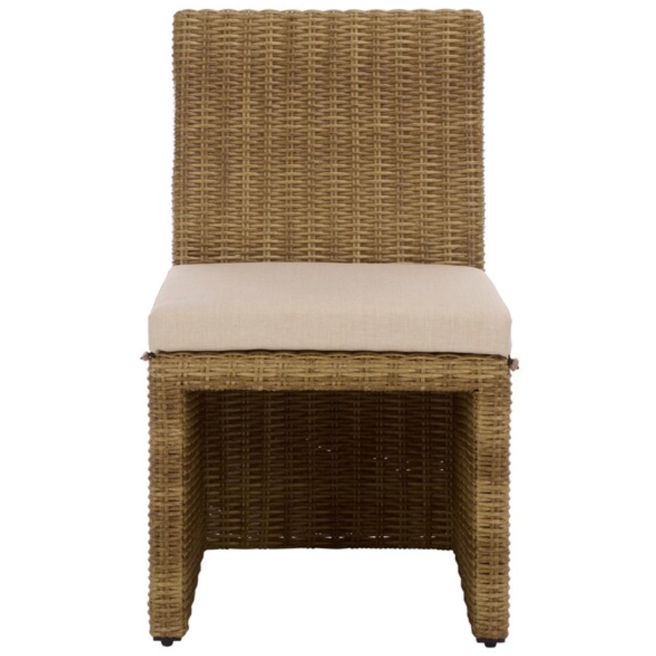 Emma Rattan Dining Chair in Natural with Taupe Cushion (Set of 2)