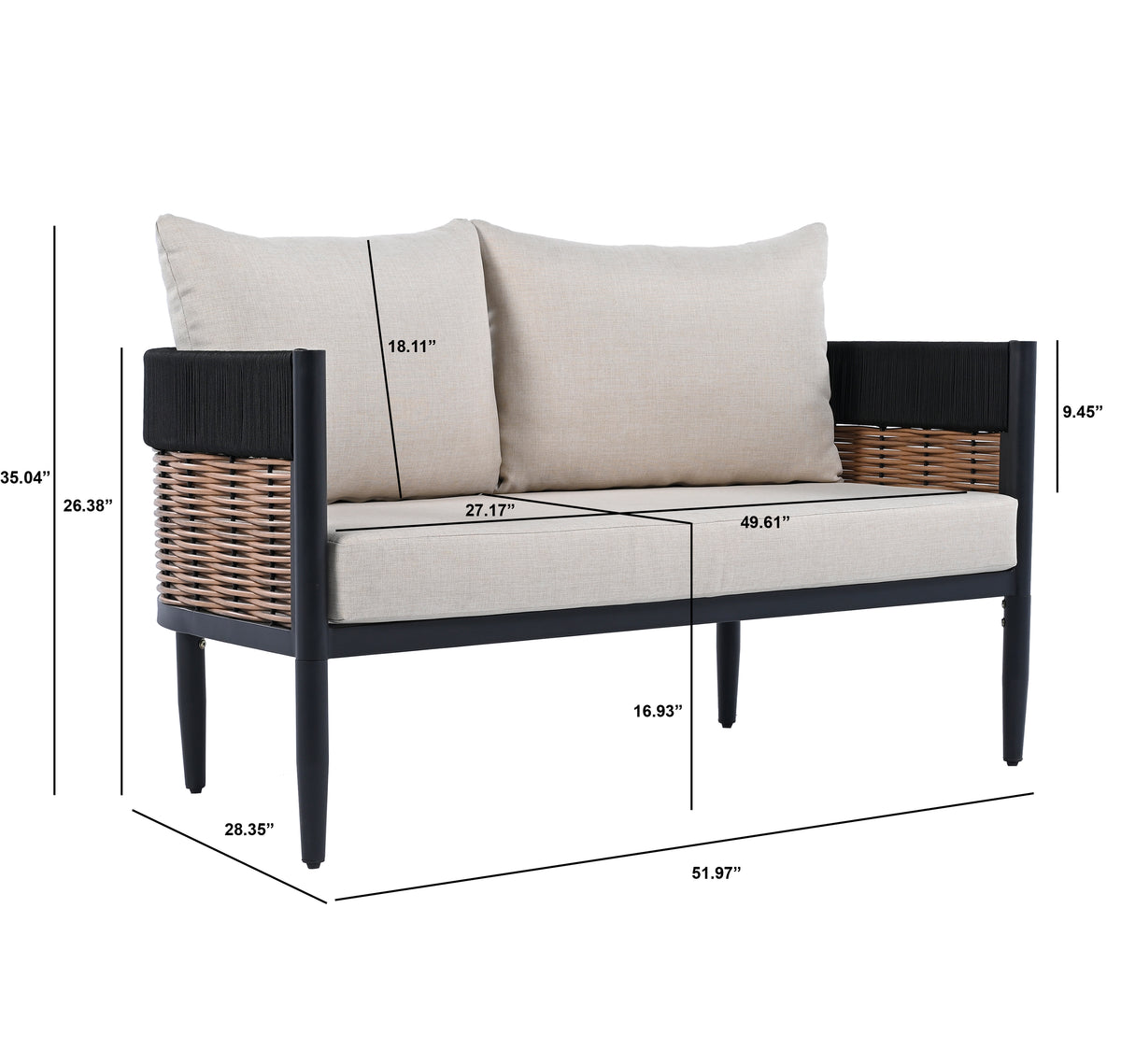 Harrison Bench Table in Black and Taupe