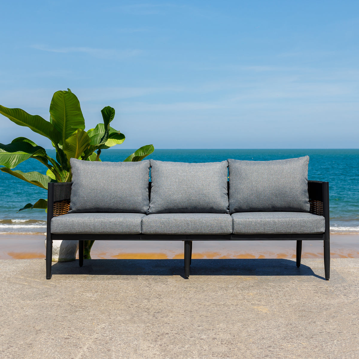 Harrison 3 Seater Sofa in Black and Grey