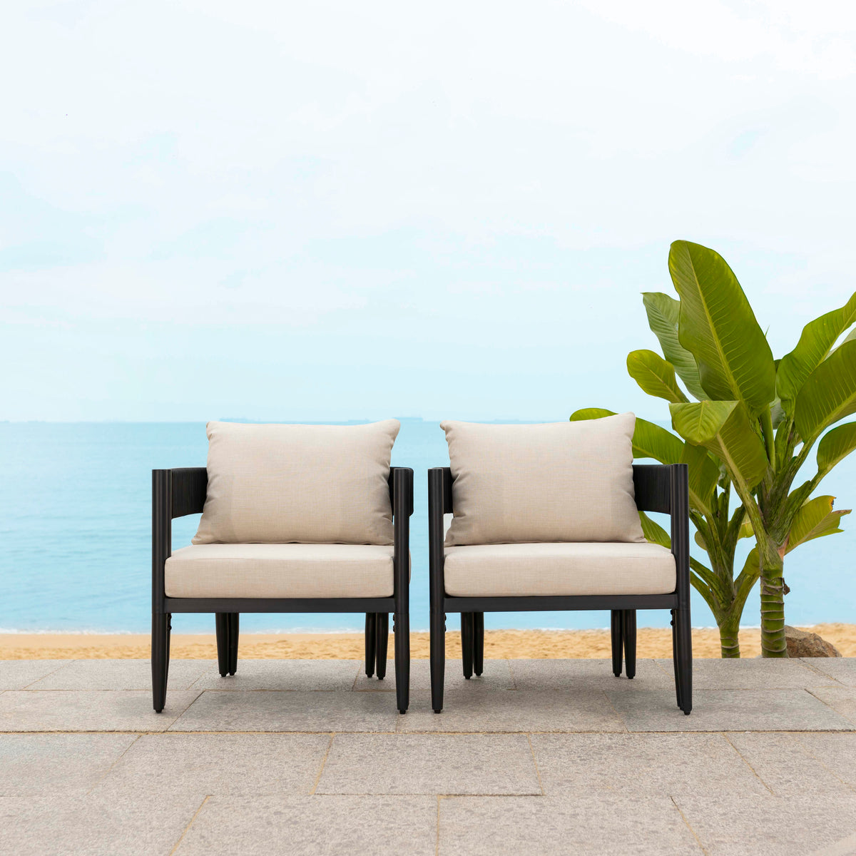 Viola Chair in Black and Taupe — Set of 2