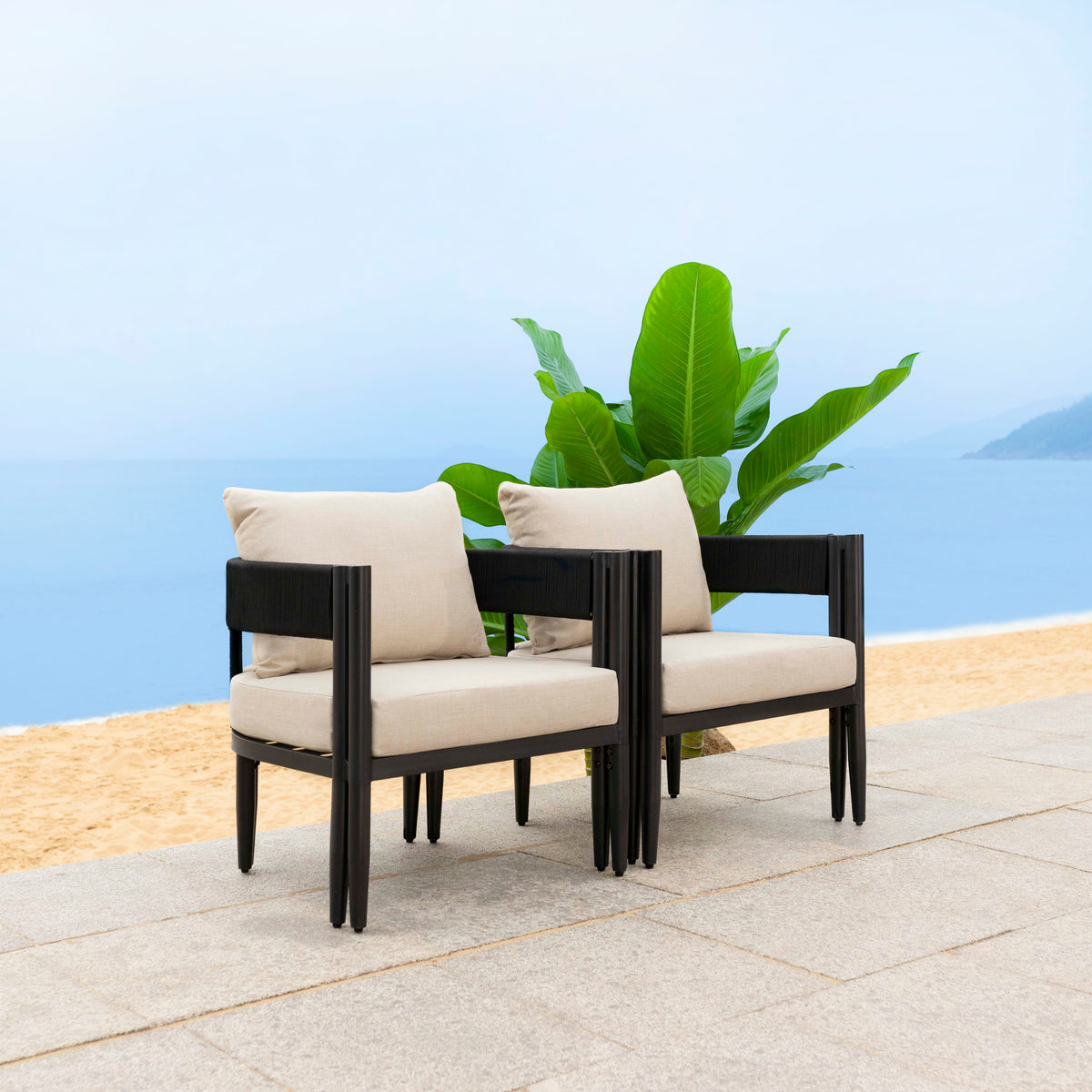 Viola Chair in Black and Taupe — Set of 2