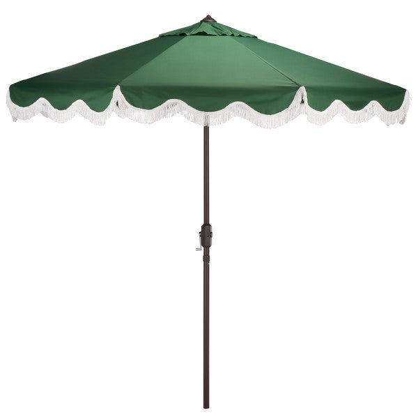 Torsa Crank Umbrella in Hunter Green with White Fringe (9 ft)