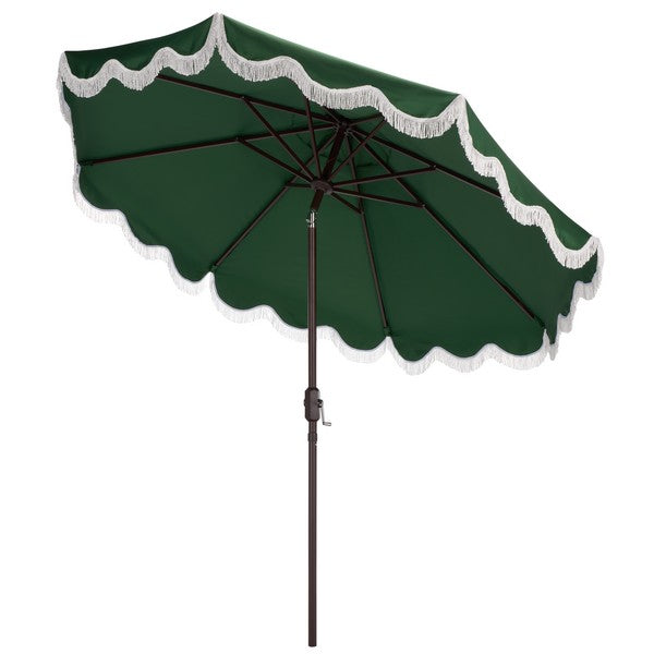 Torsa Crank Umbrella in Hunter Green with White Fringe (9 ft)