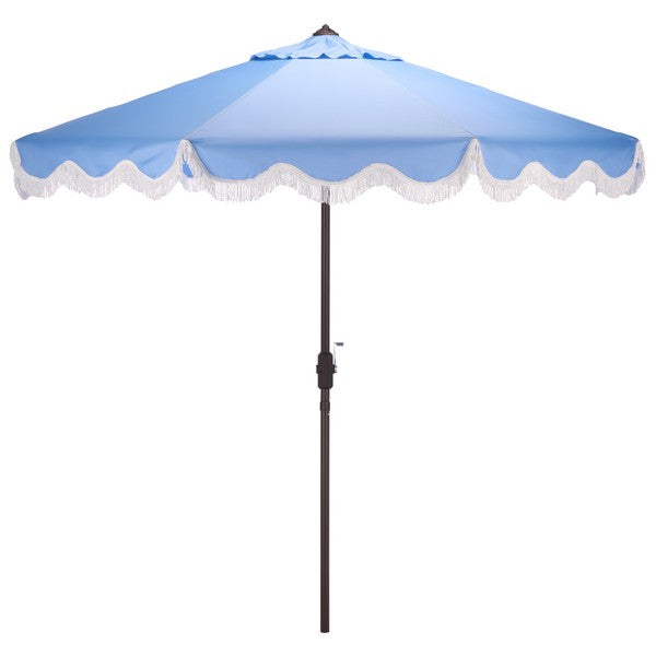 Torsa Crank Umbrella in Baby Blue with White Fringe (9 ft)