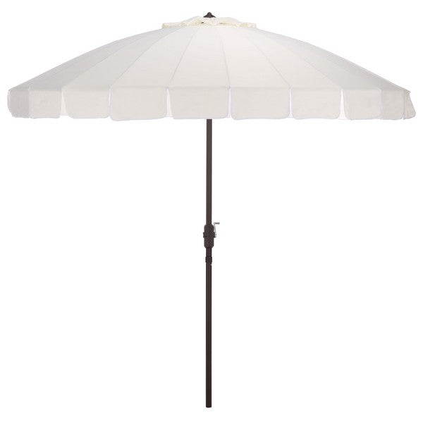 Panza Crank Outdoor Umbrella in Ivory with Brown Pole (9 ft)