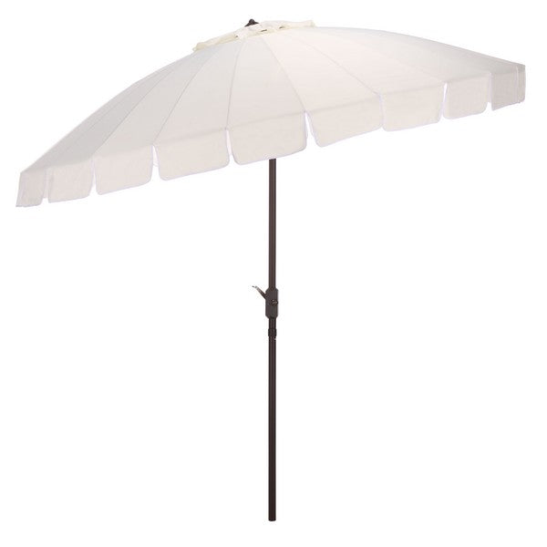 Panza Crank Outdoor Umbrella in Ivory with Brown Pole (9 ft)