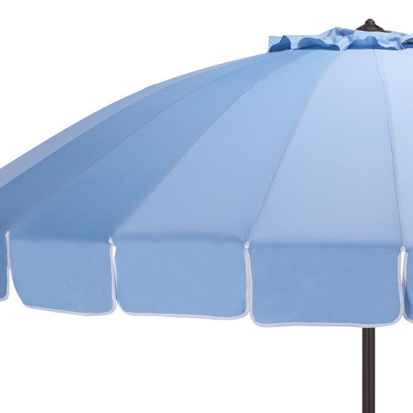 Panza Crank Outdoor Umbrella in Baby Blue with Brown Pole (9 ft)