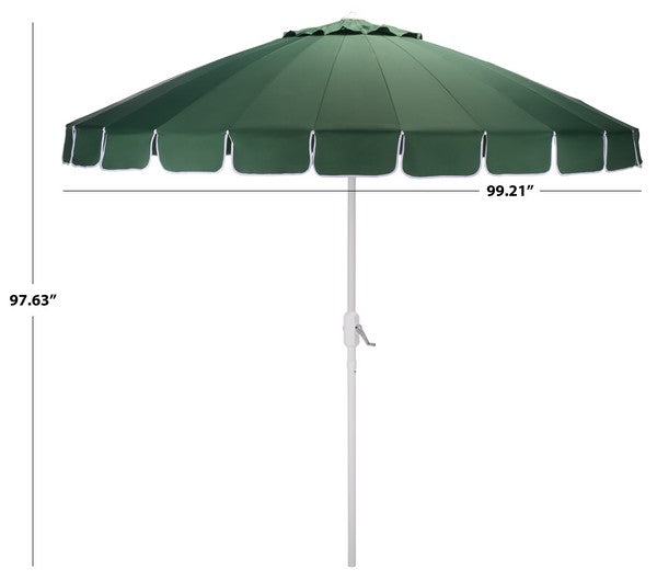 Panza Crank Outdoor Umbrella in Hunter Green with White Edge (9 ft)