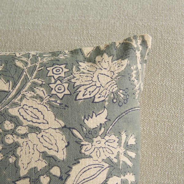 Enya Cotton Lumbar Pillow in Gray with Zipper Closure