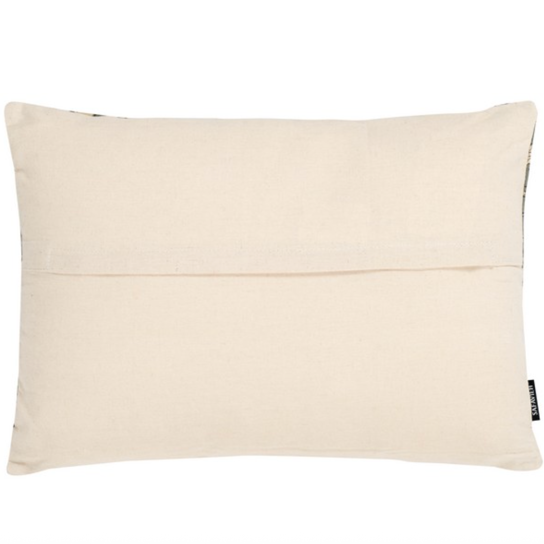 Enya Cotton Lumbar Pillow in Gray with Zipper Closure