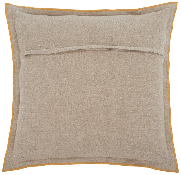 Amal Throw Pillow in Natural with Mustard Border