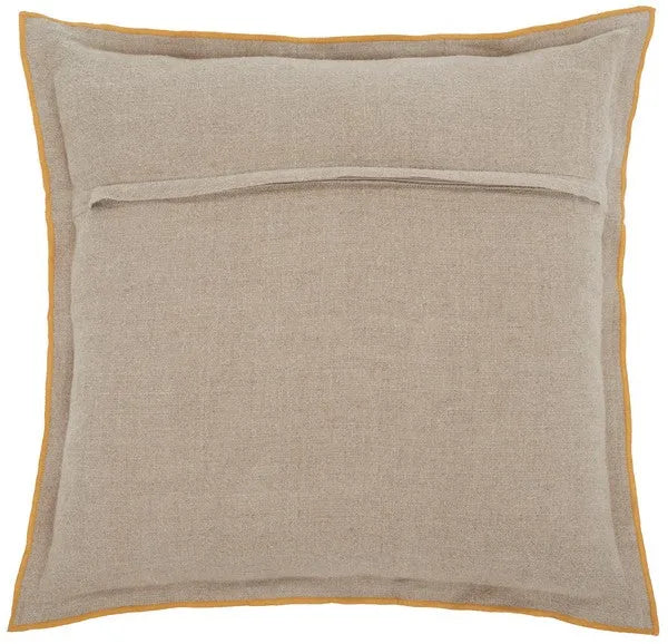 Amal Throw Pillow in Natural with Mustard Border