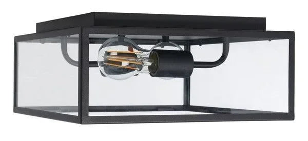Rinnah Steel Glass Outdoor Flush Mount in Black - The Mayfair Hall