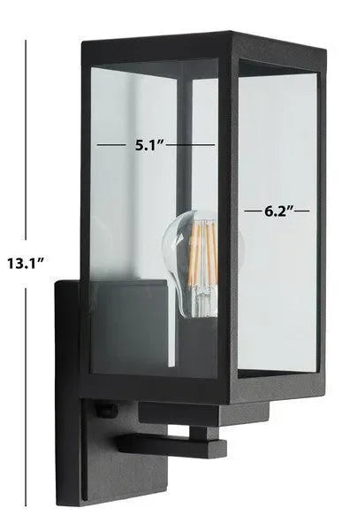 Rinnah Steel Glass Outdoor Wall Sconce in Black (Set of 2) - The Mayfair Hall