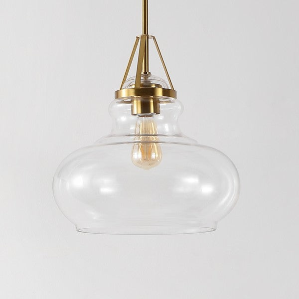 Salud Pendant in Brass Gold with Clear Glass Shade