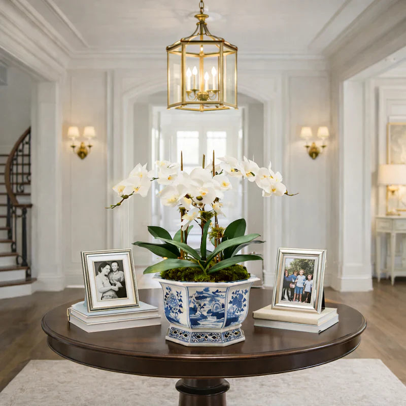 Round Floral Scalloped Pierced Planter