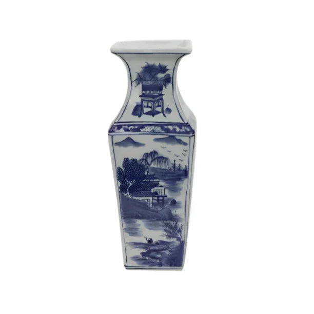 Mini Square Village Scene Bud Vase - The Mayfair Hall