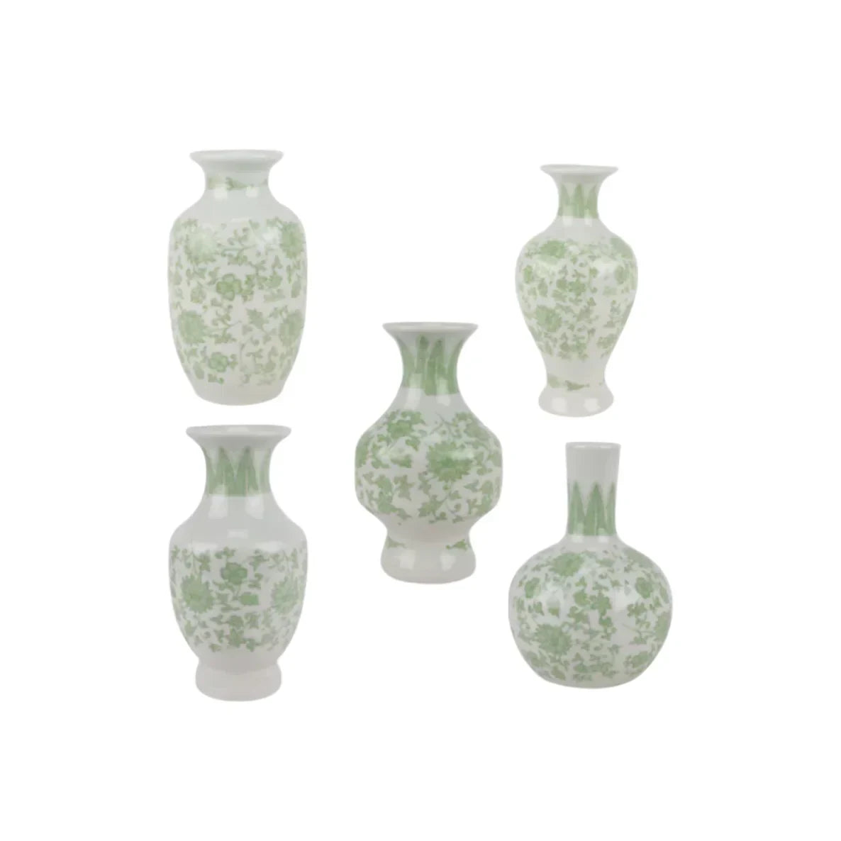 Set of 5 Mini Green Bud Vases - The Mayfair Hall