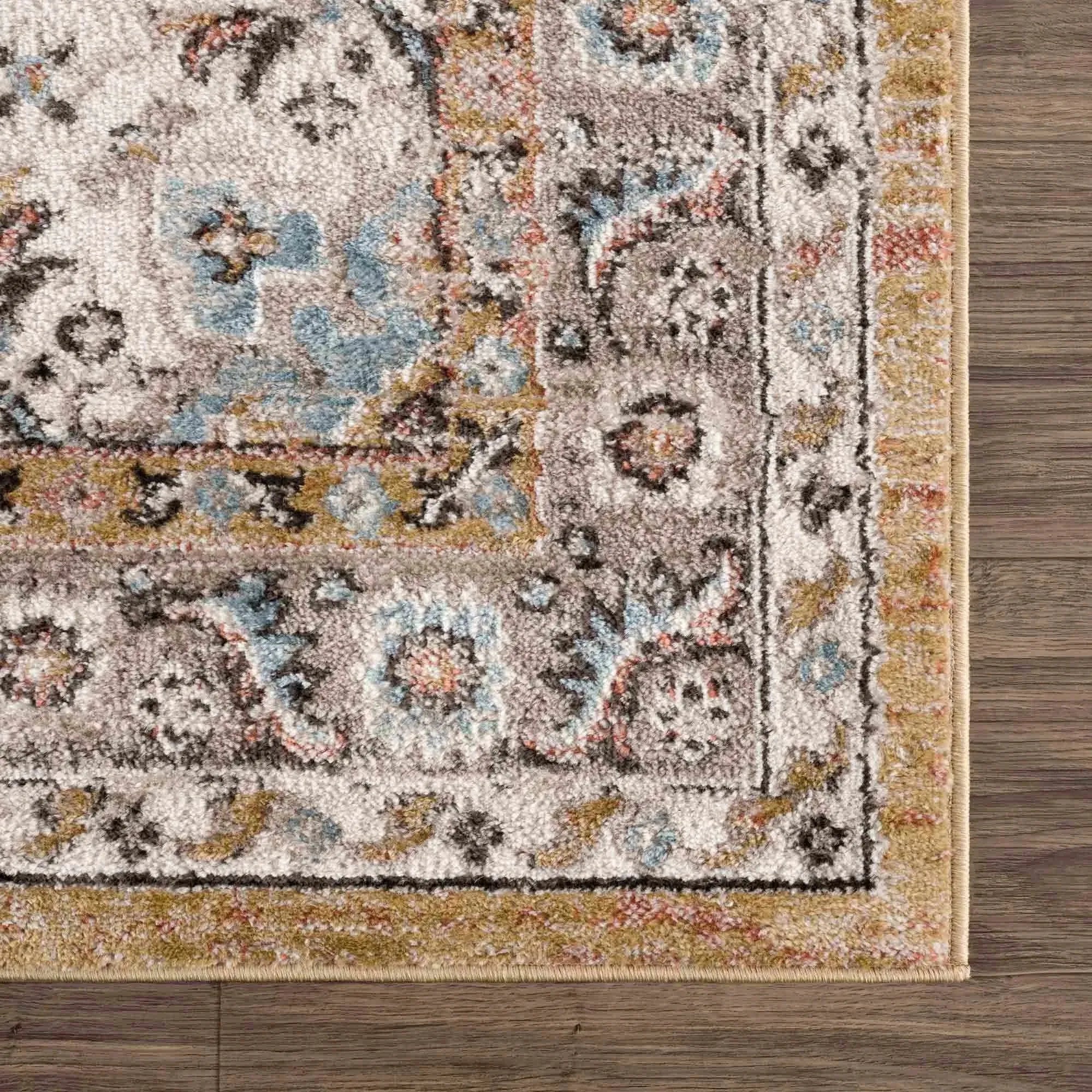 Albie Gold & Beige Polypropylene Area Rug - The Mayfair Hall