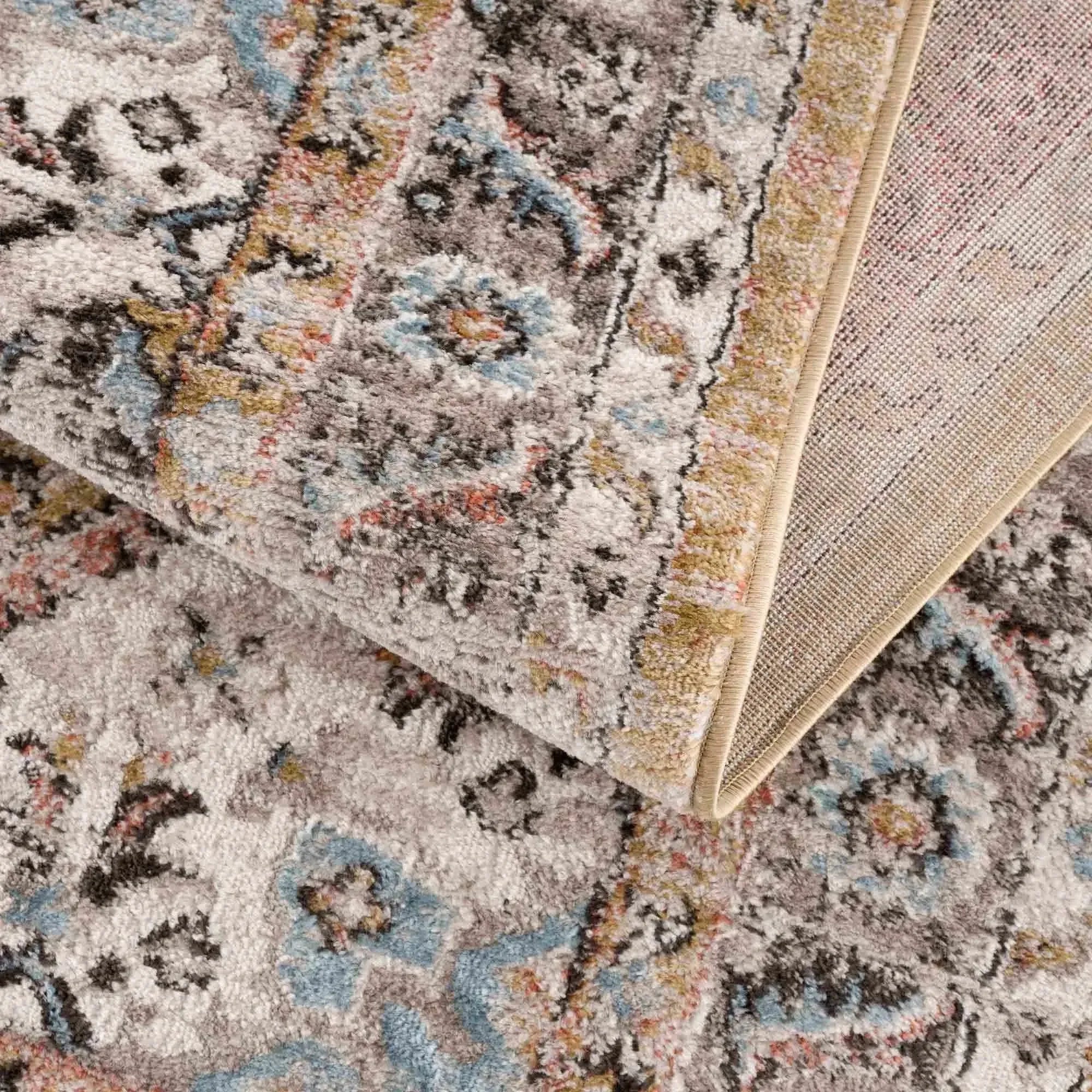 Albie Gold & Beige Polypropylene Area Rug - The Mayfair Hall