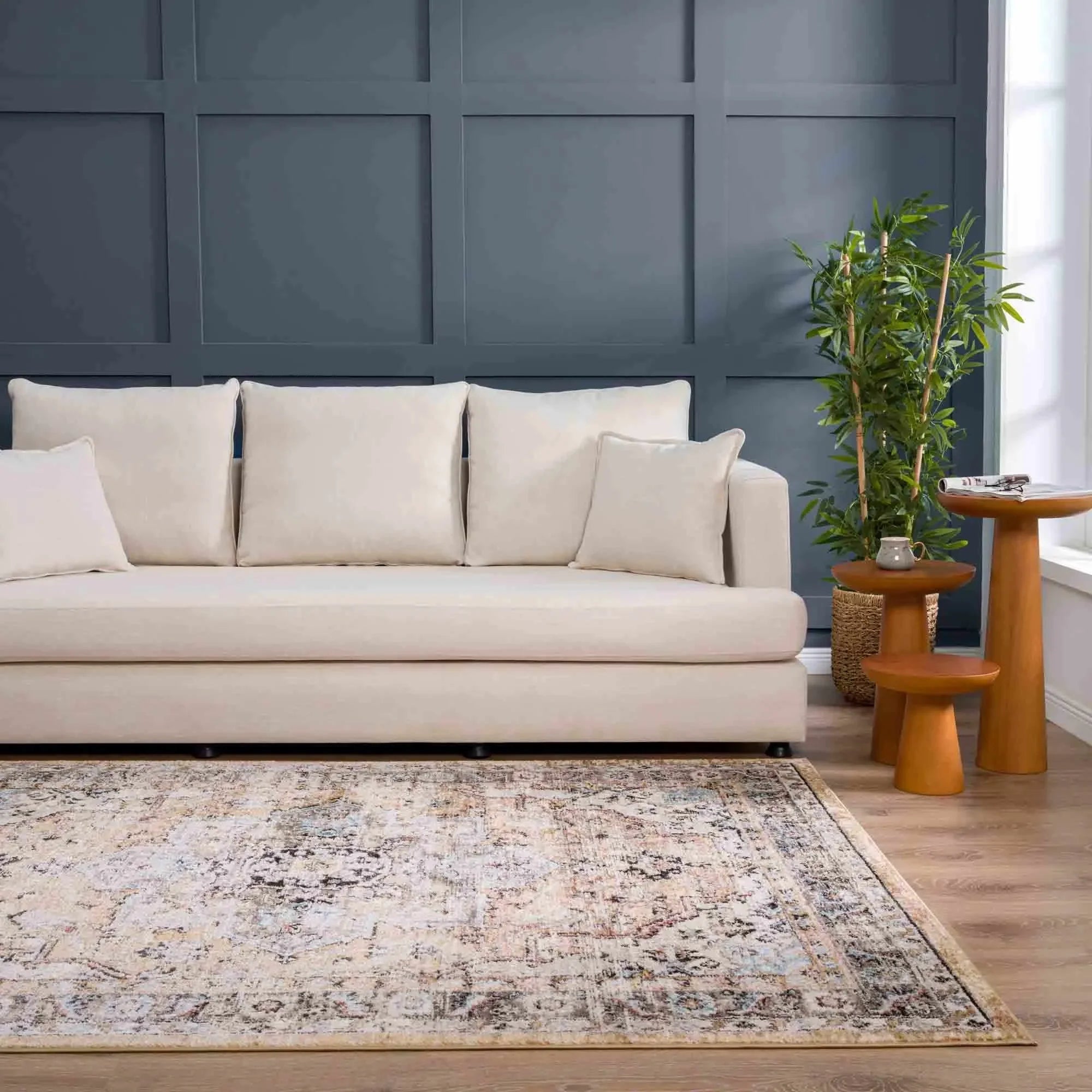 Albie Gold & Beige Polypropylene Area Rug - The Mayfair Hall
