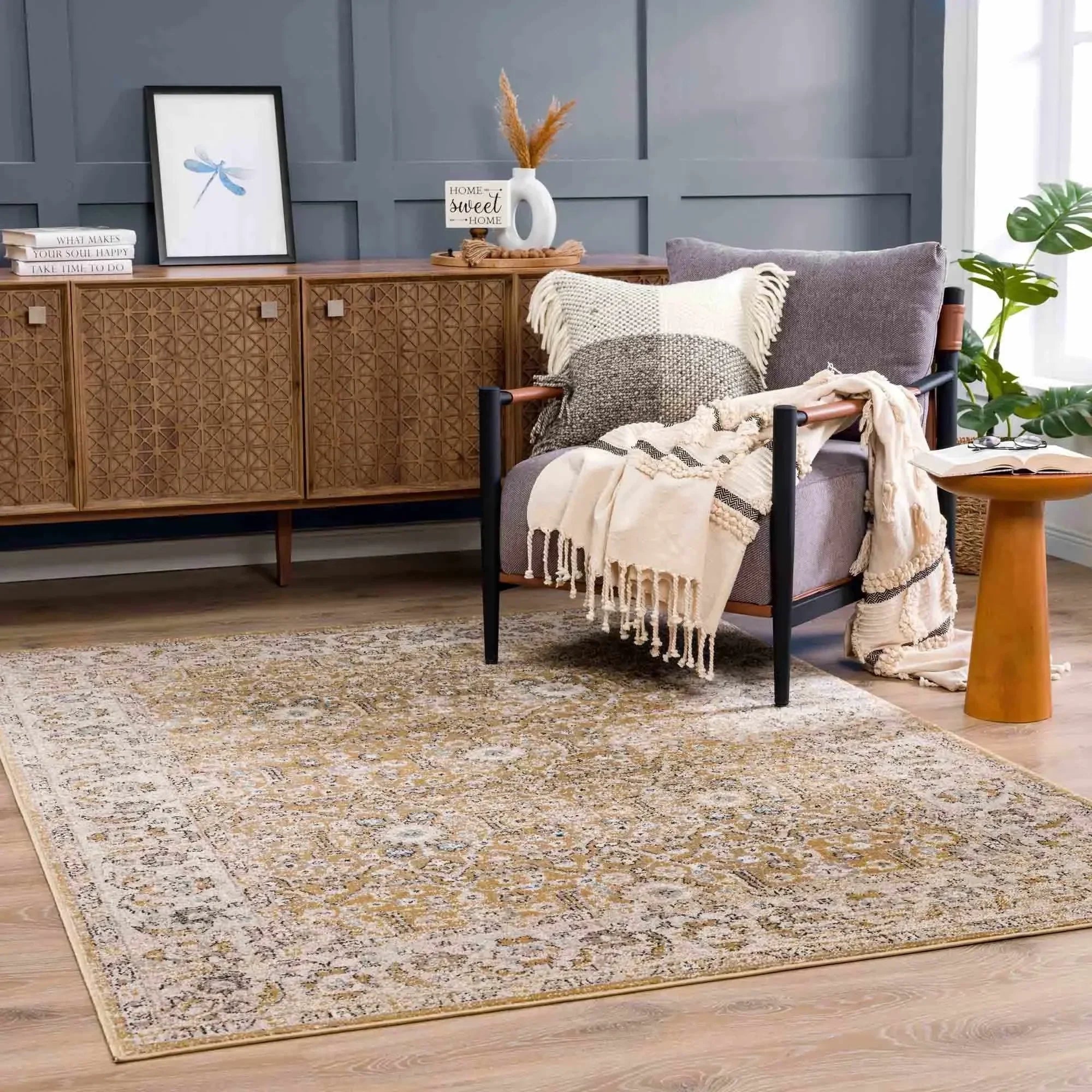 Anana Gold & Beige Area Rug - Clearance - The Mayfair Hall