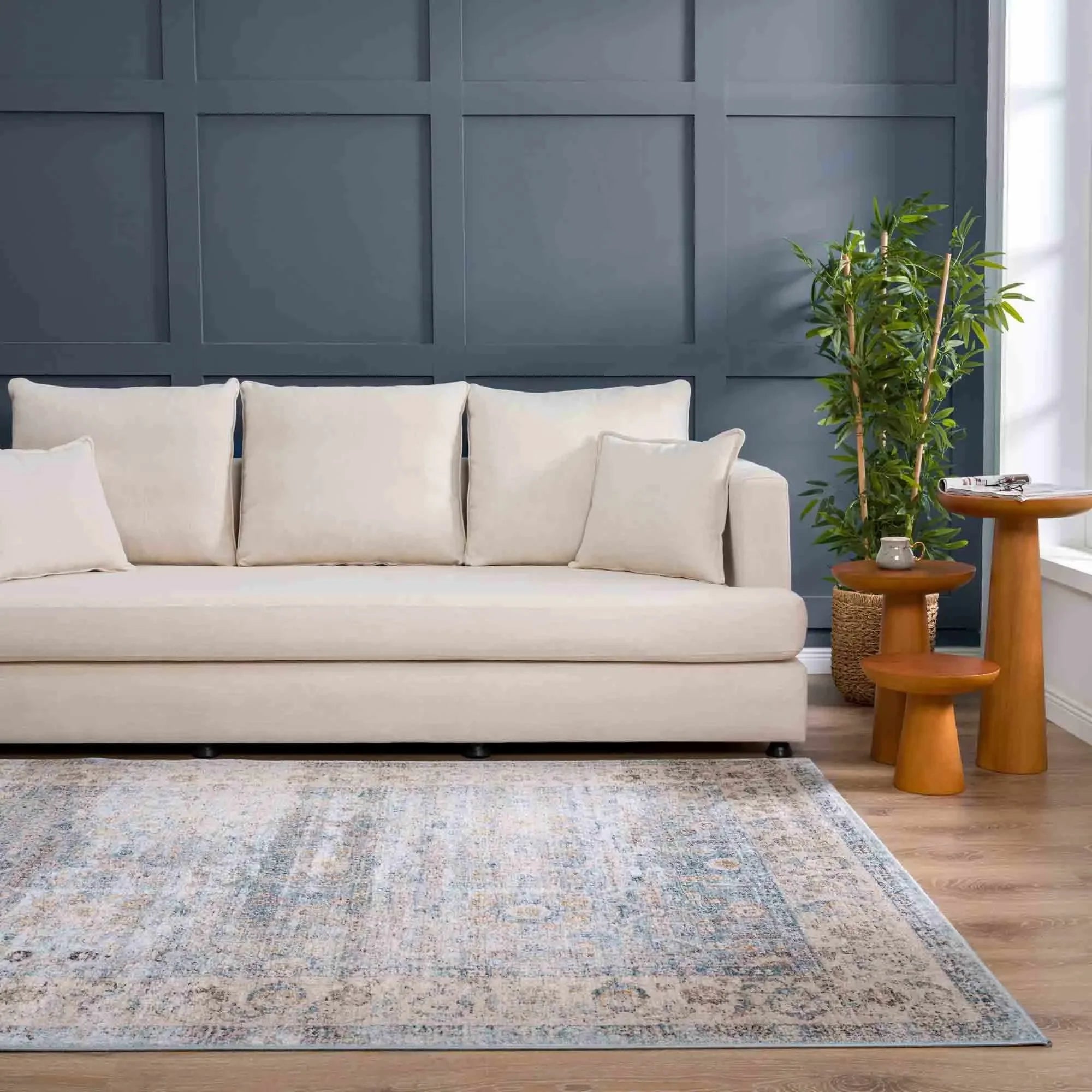 Anana Silver Blue & Beige Area Rug - Clearance - The Mayfair Hall
