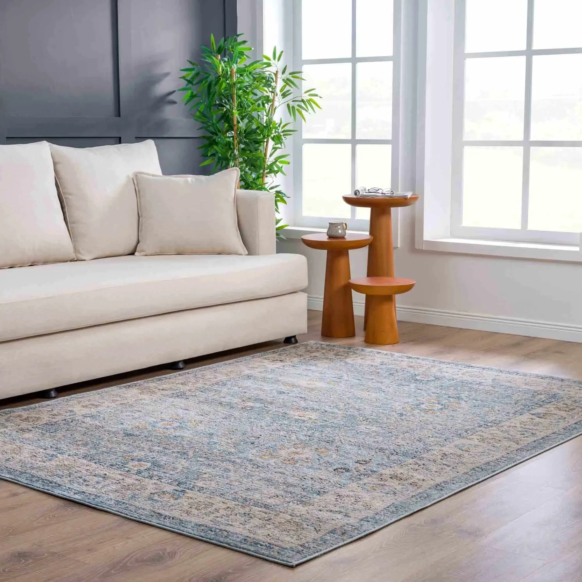 Anana Silver Blue & Beige Area Rug - Clearance - The Mayfair Hall