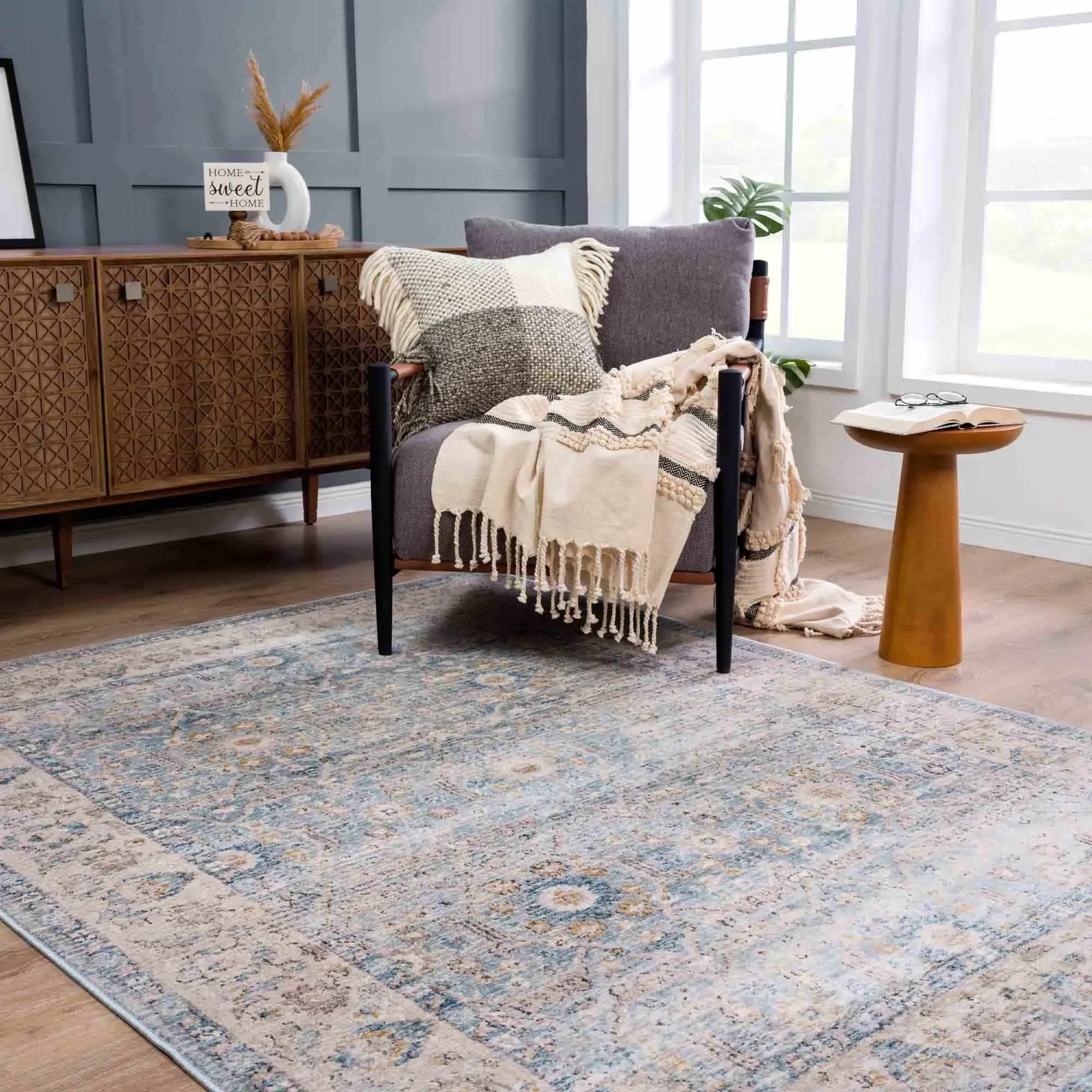 Anana Silver Blue & Beige Area Rug - Clearance - The Mayfair Hall