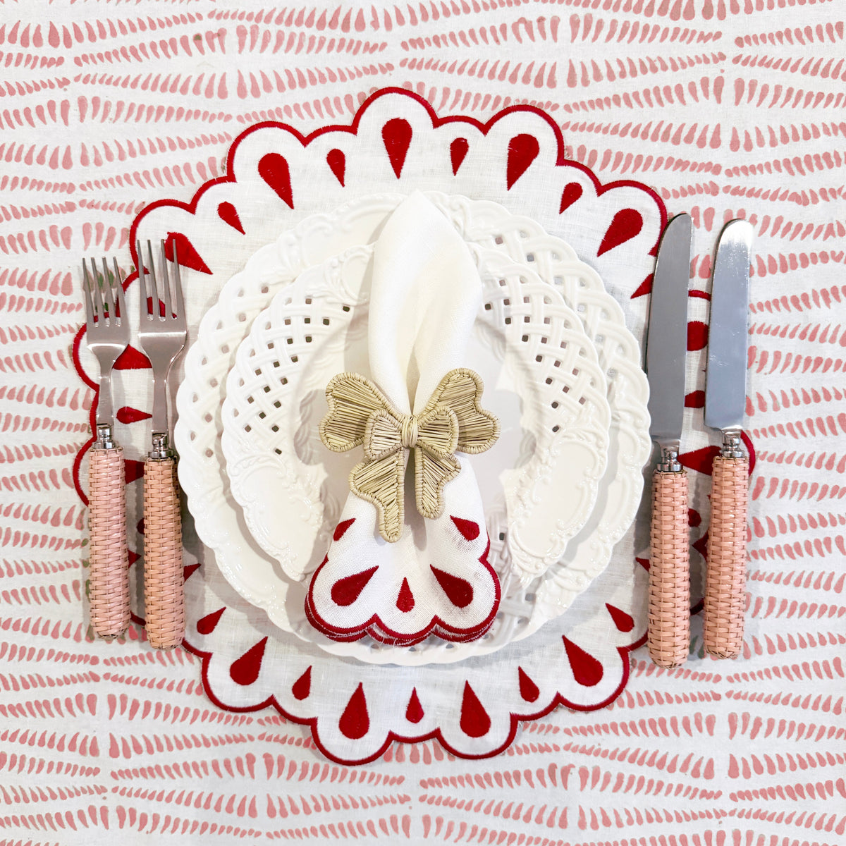 Margaret red linen napkin (set of 4)