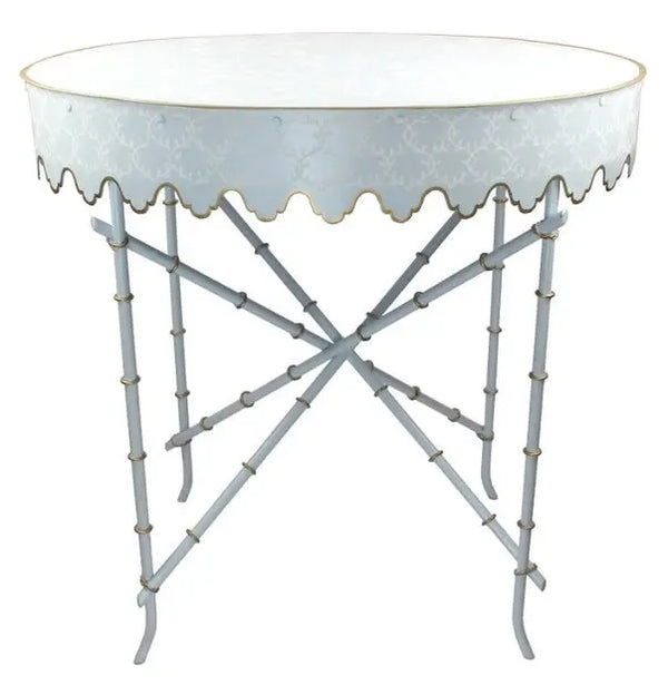 Pale Blue Scalloped Hand Painted Table - The Mayfair Hall
