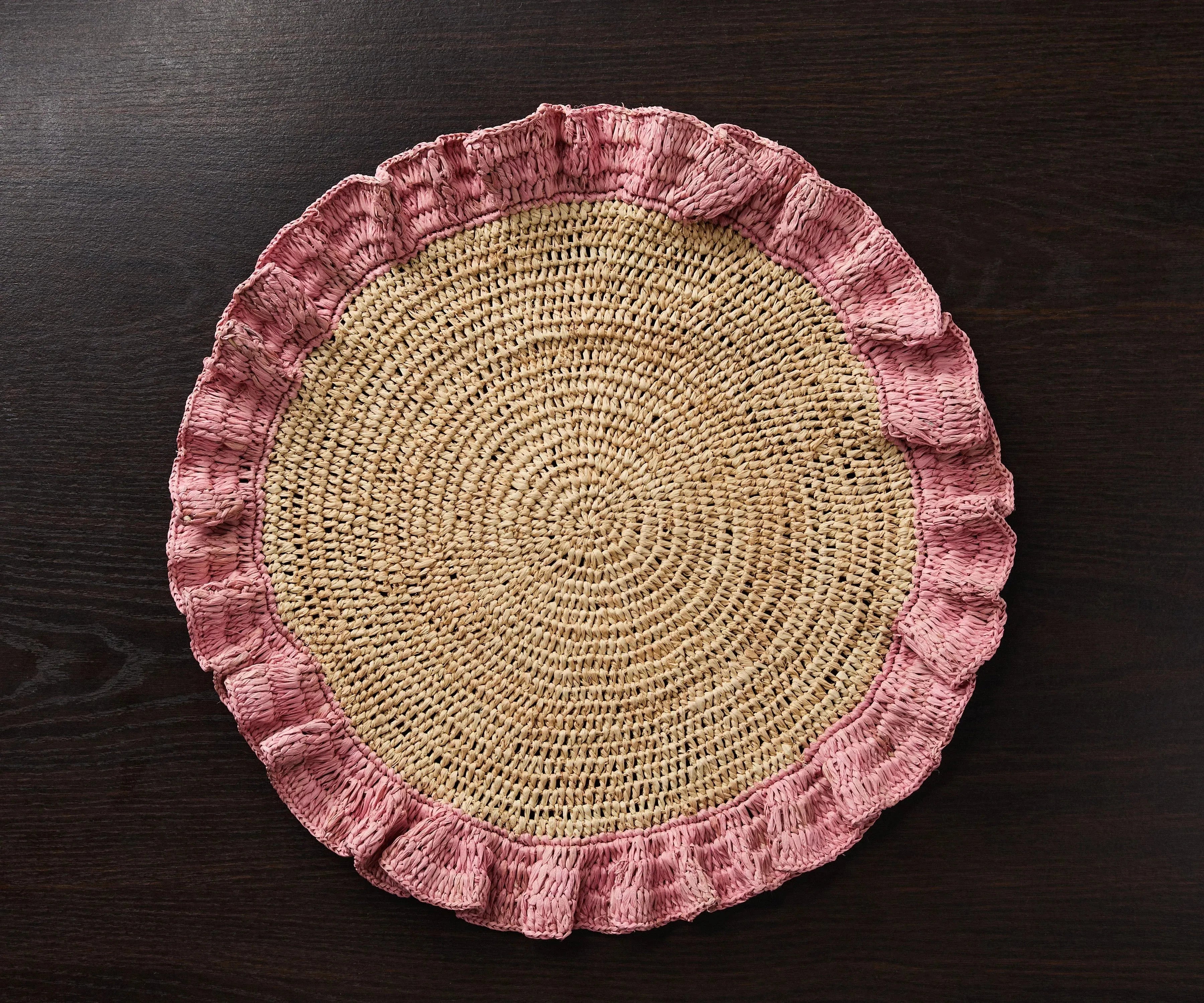 Handwoven Raffia Ruffle Placemat – Boho Chic Table Décor – Summer Table Accent - The Mayfair Hall