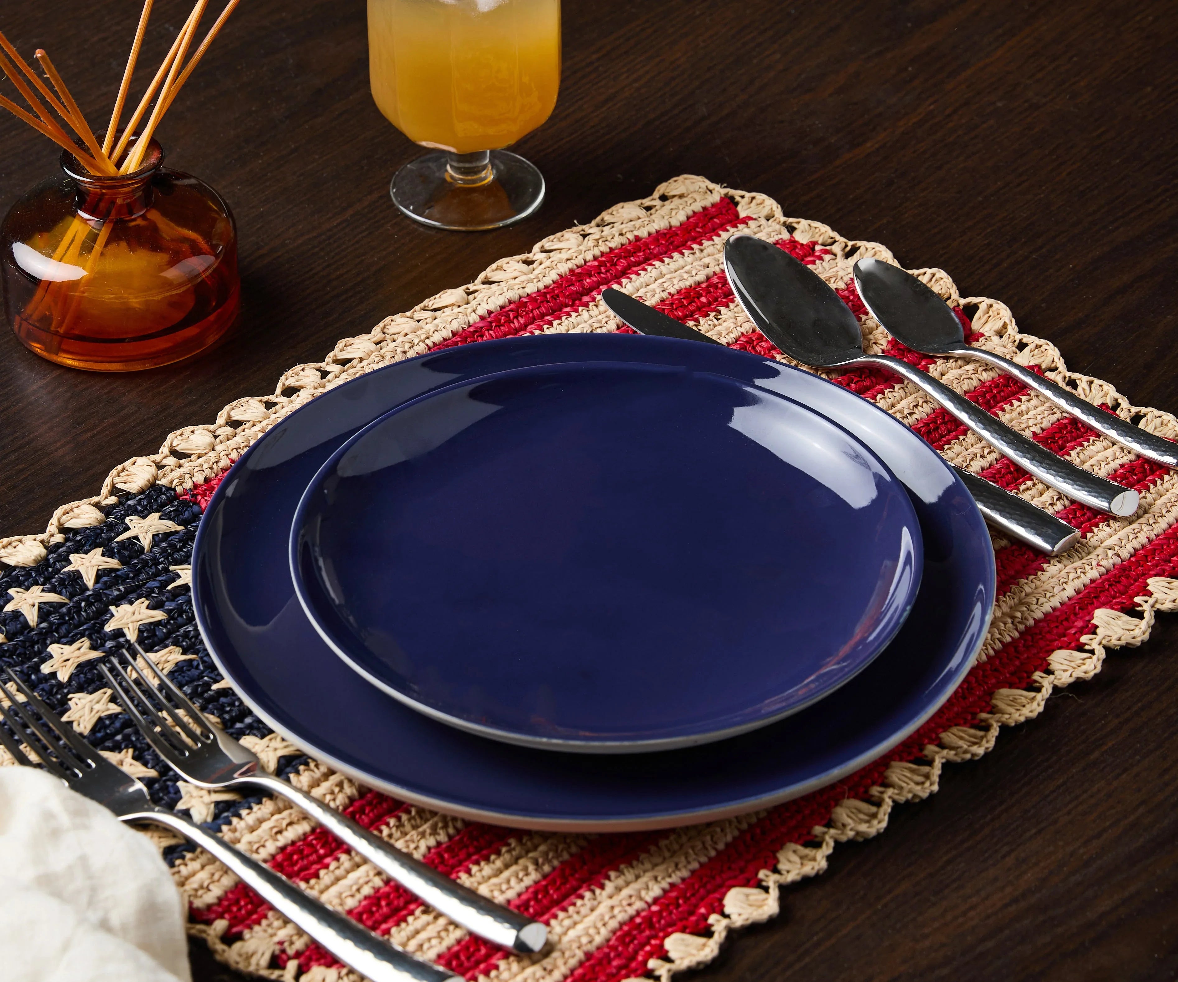 Handcrafted Scalloped Americana Placemats - Set of 4 - Elegant American Flag Design - Payton James X Tuckernuck - The Mayfair Hall