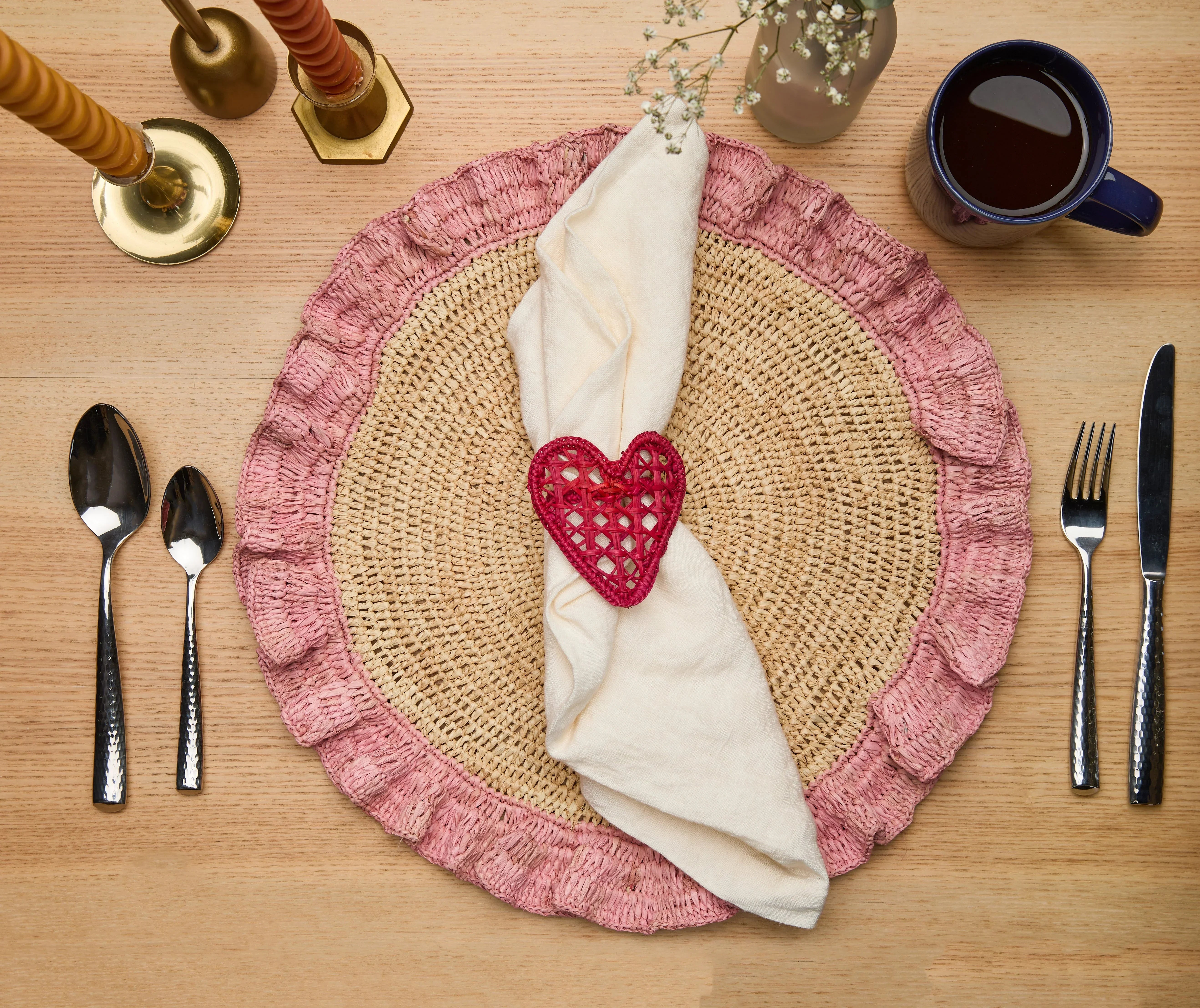 Handwoven Raffia Ruffle Placemat – Boho Chic Table Décor – Summer Table Accent - The Mayfair Hall