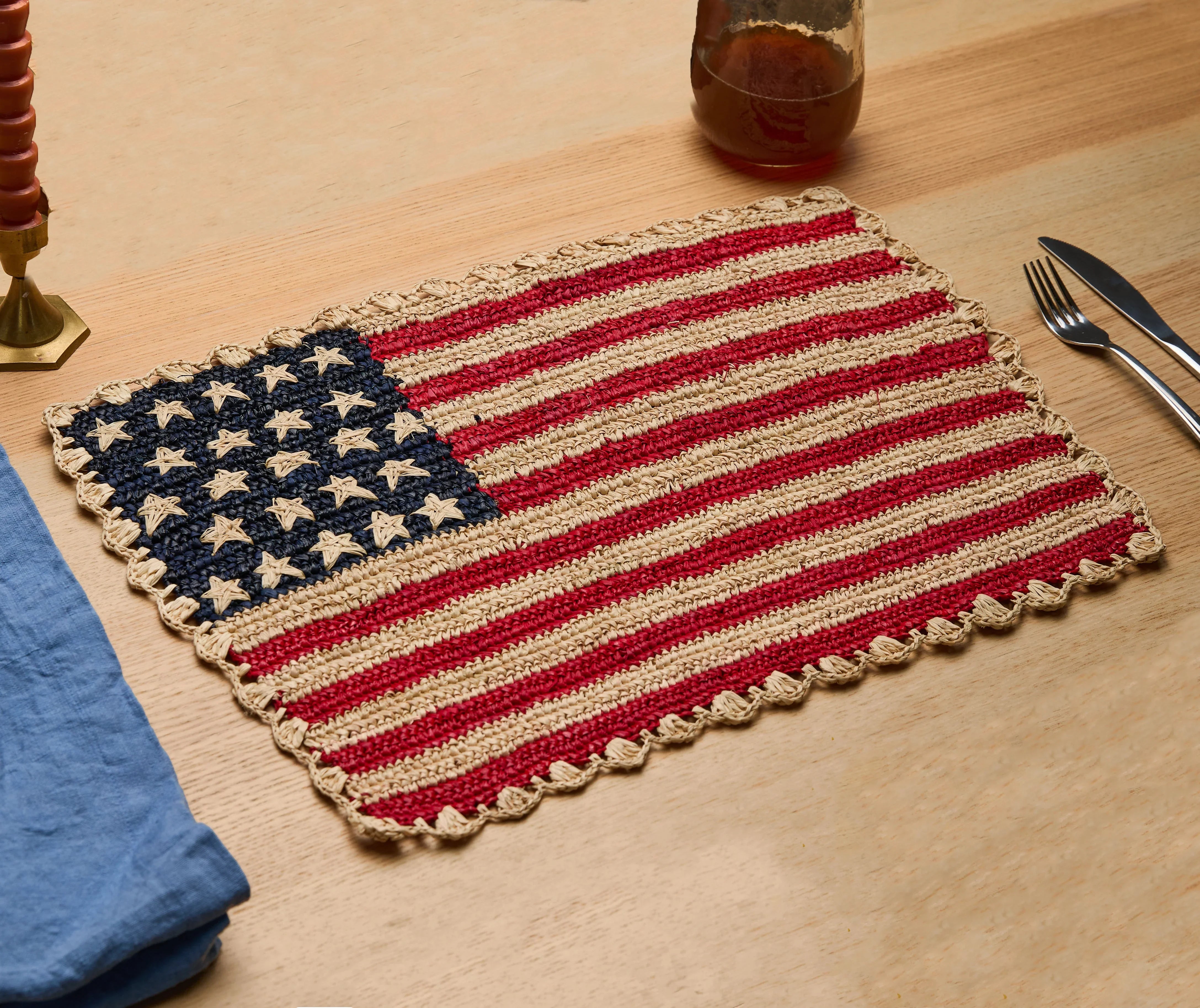 Handcrafted Scalloped Americana Placemats - Set of 4 - Elegant American Flag Design - Payton James X Tuckernuck - The Mayfair Hall