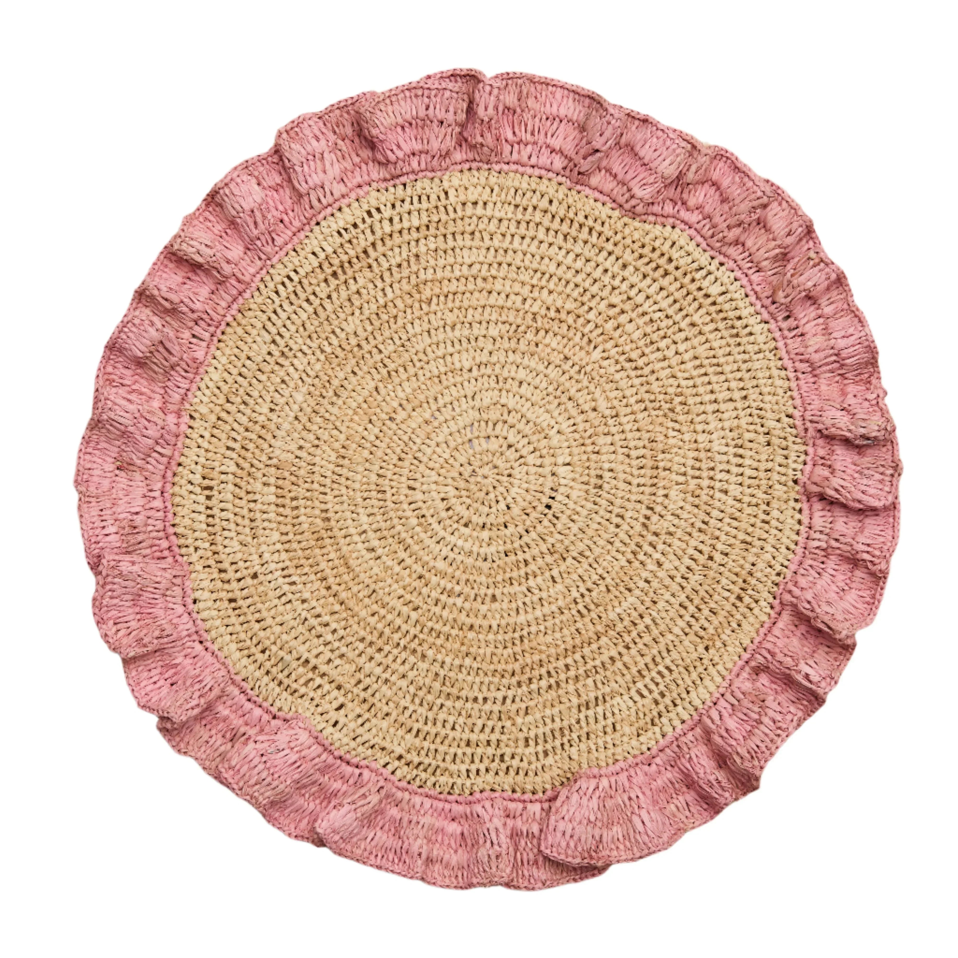 Handwoven Raffia Ruffle Placemat – Boho Chic Table Décor – Summer Table Accent - The Mayfair Hall