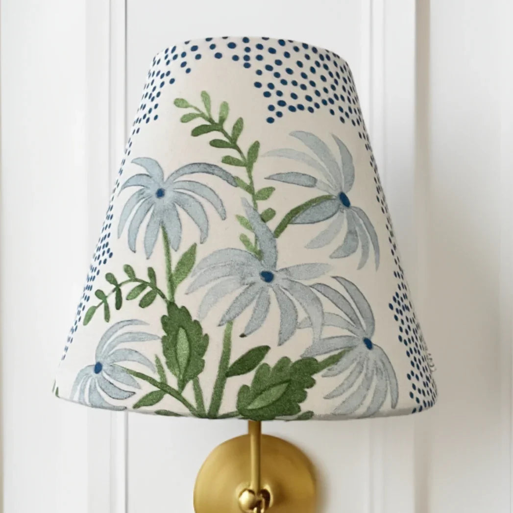 Blue Floral Sconce Shade in Pearl's Bouquet - The Mayfair Hall