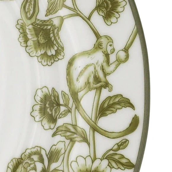 Pembroke Safari Porcelain Dinner Plate in White and Green (Set of 4)