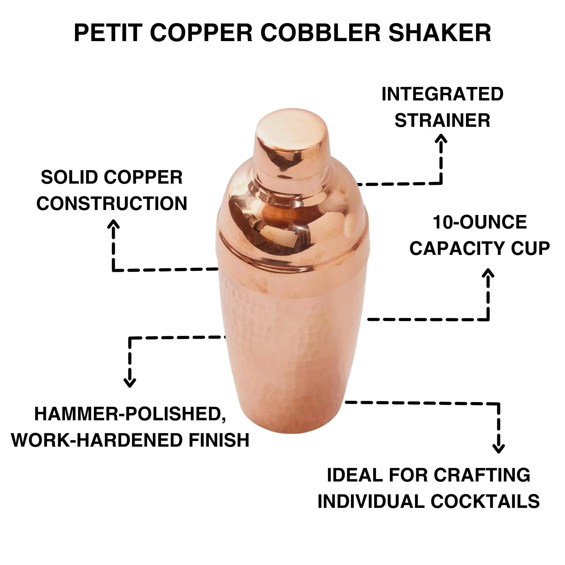 Petit Copper Cobbler Shaker, 10 ounce capacity - The Mayfair Hall