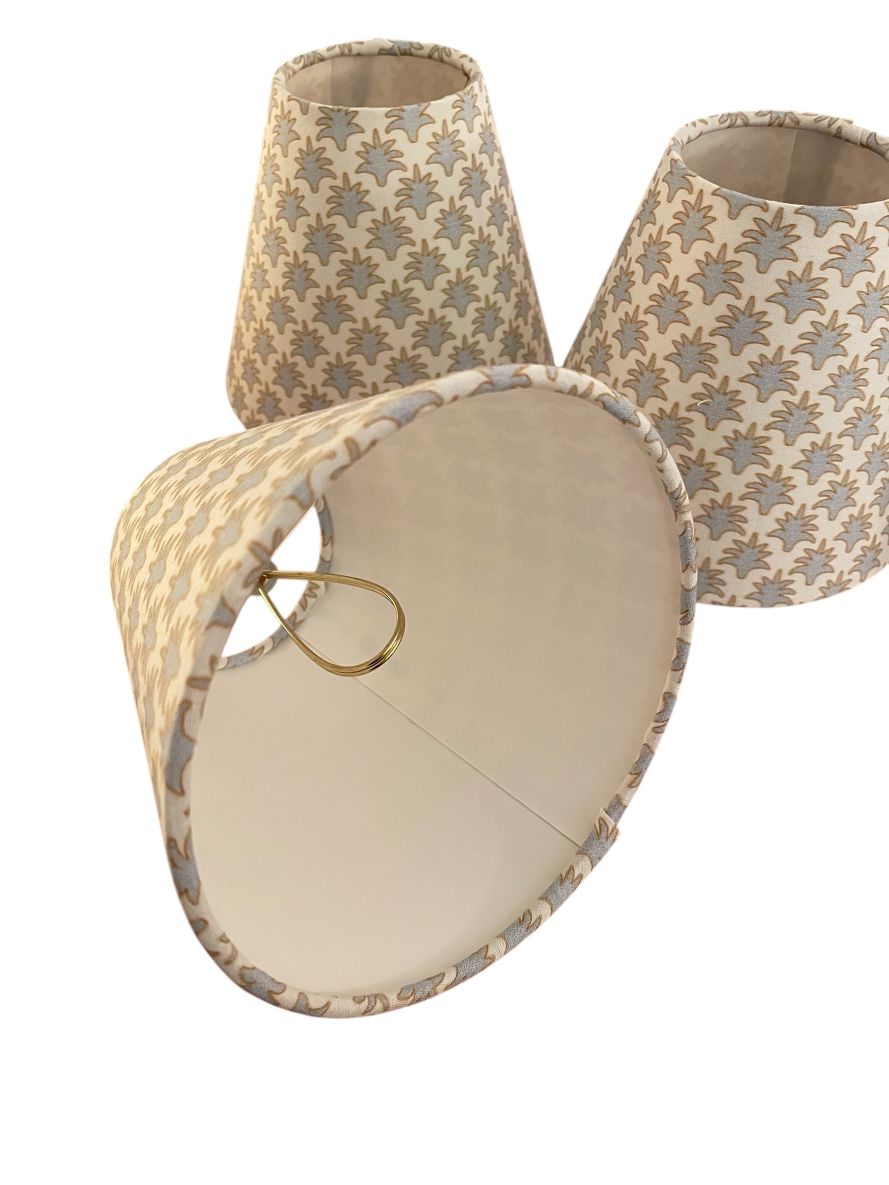 Powder Blue Striped Sconce Shade