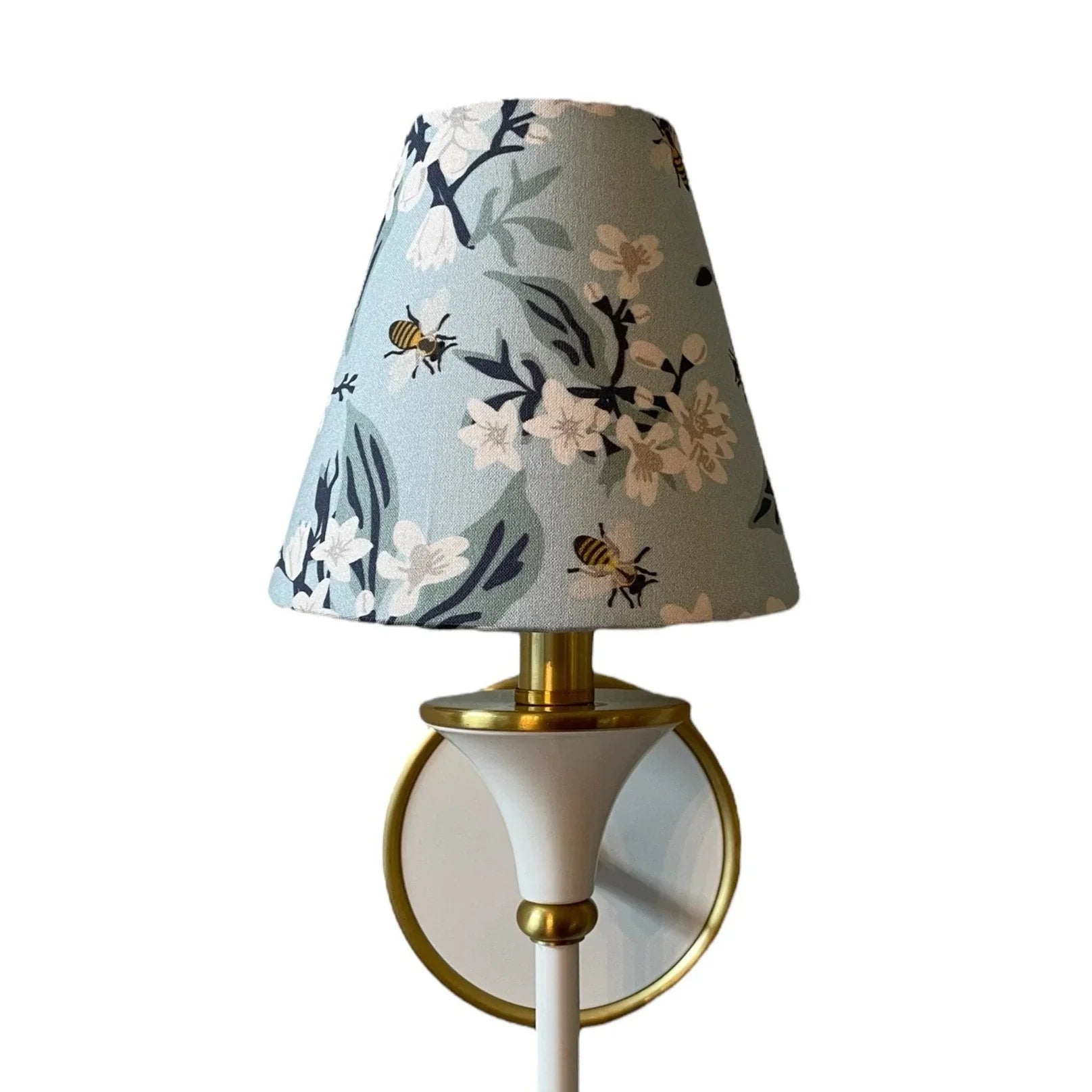 Blue Floral Sconce Shade in Honey Bee - The Mayfair Hall