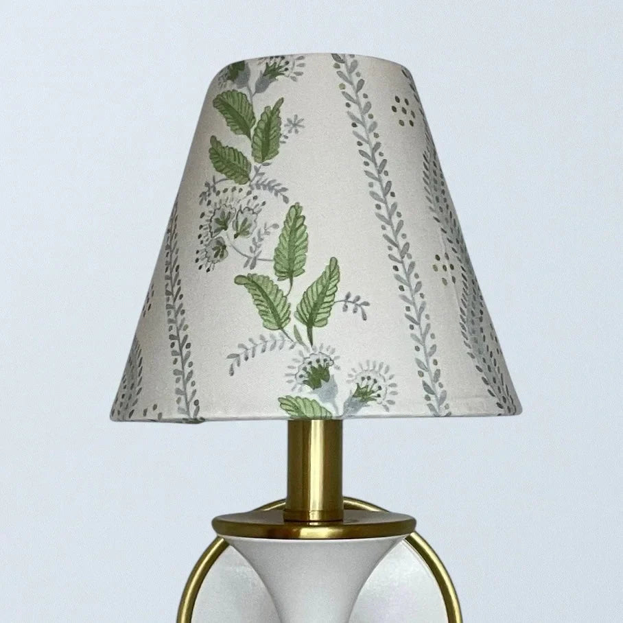 Blue and Green Floral Sconce Shade in Emma Stripe - The Mayfair Hall