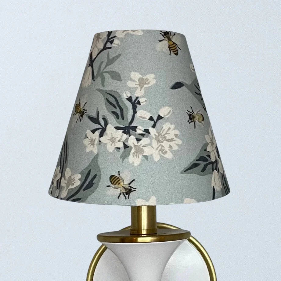 Blue Floral Sconce Shade in Honey Bee - The Mayfair Hall