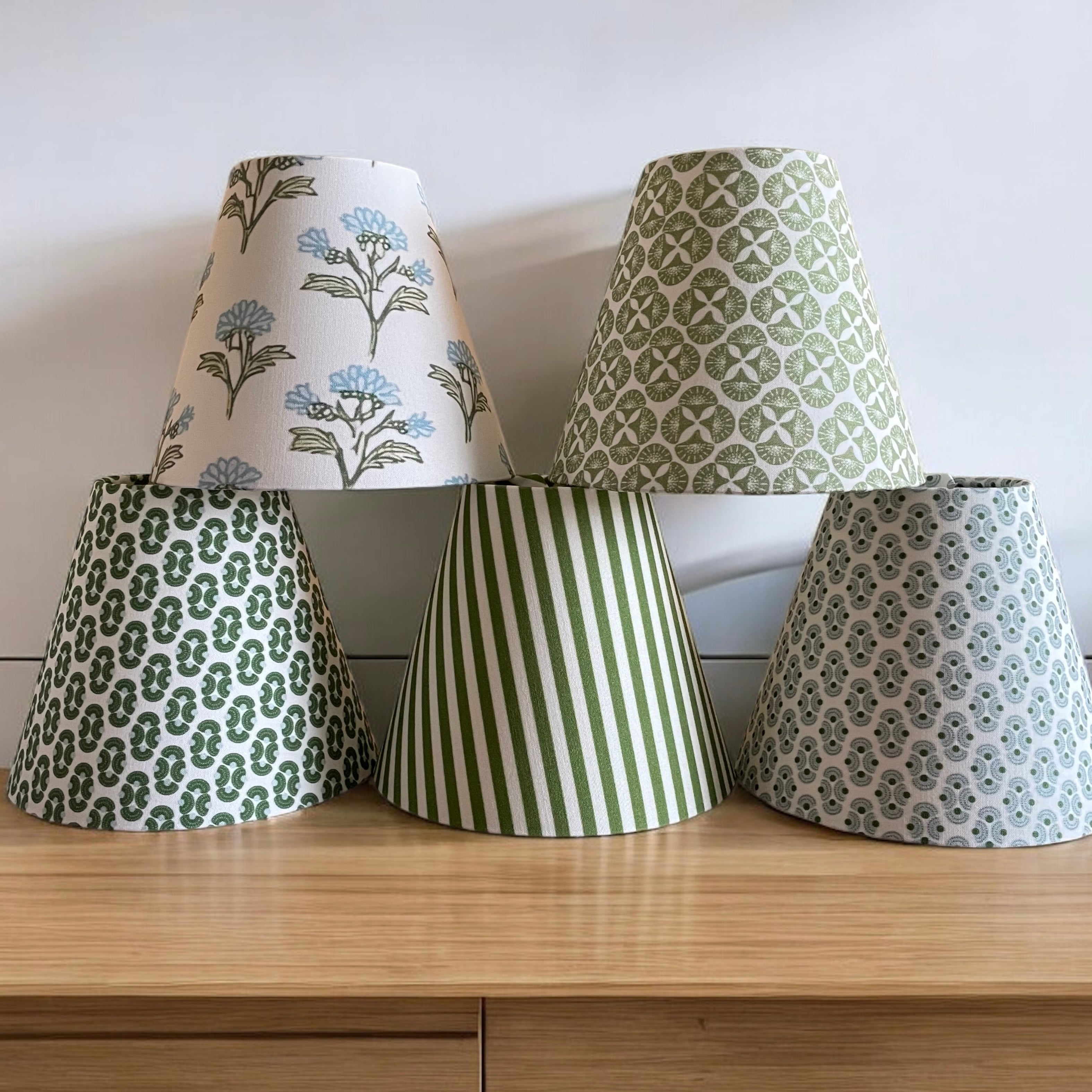 Powder Blue Striped Sconce Shade
