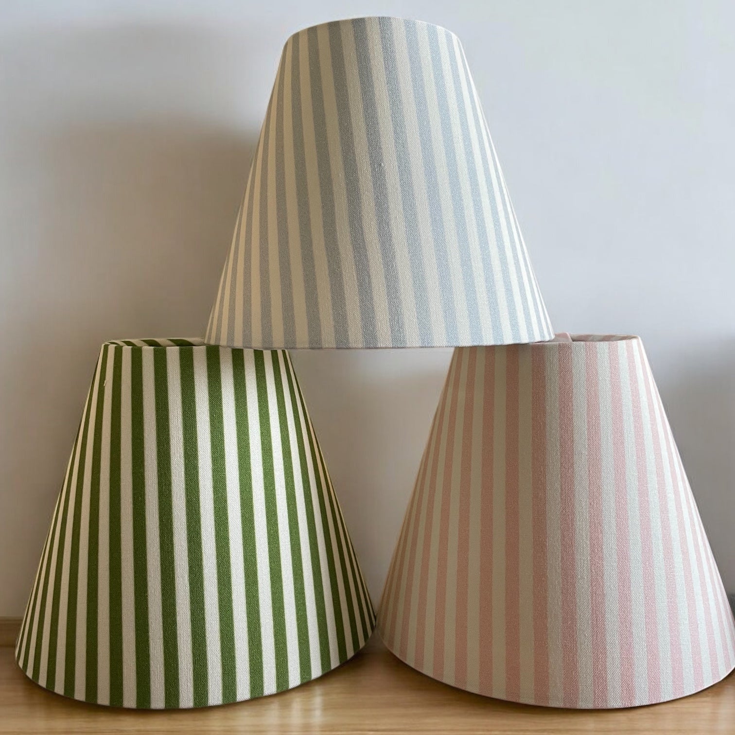 Powder Blue Striped Sconce Shade