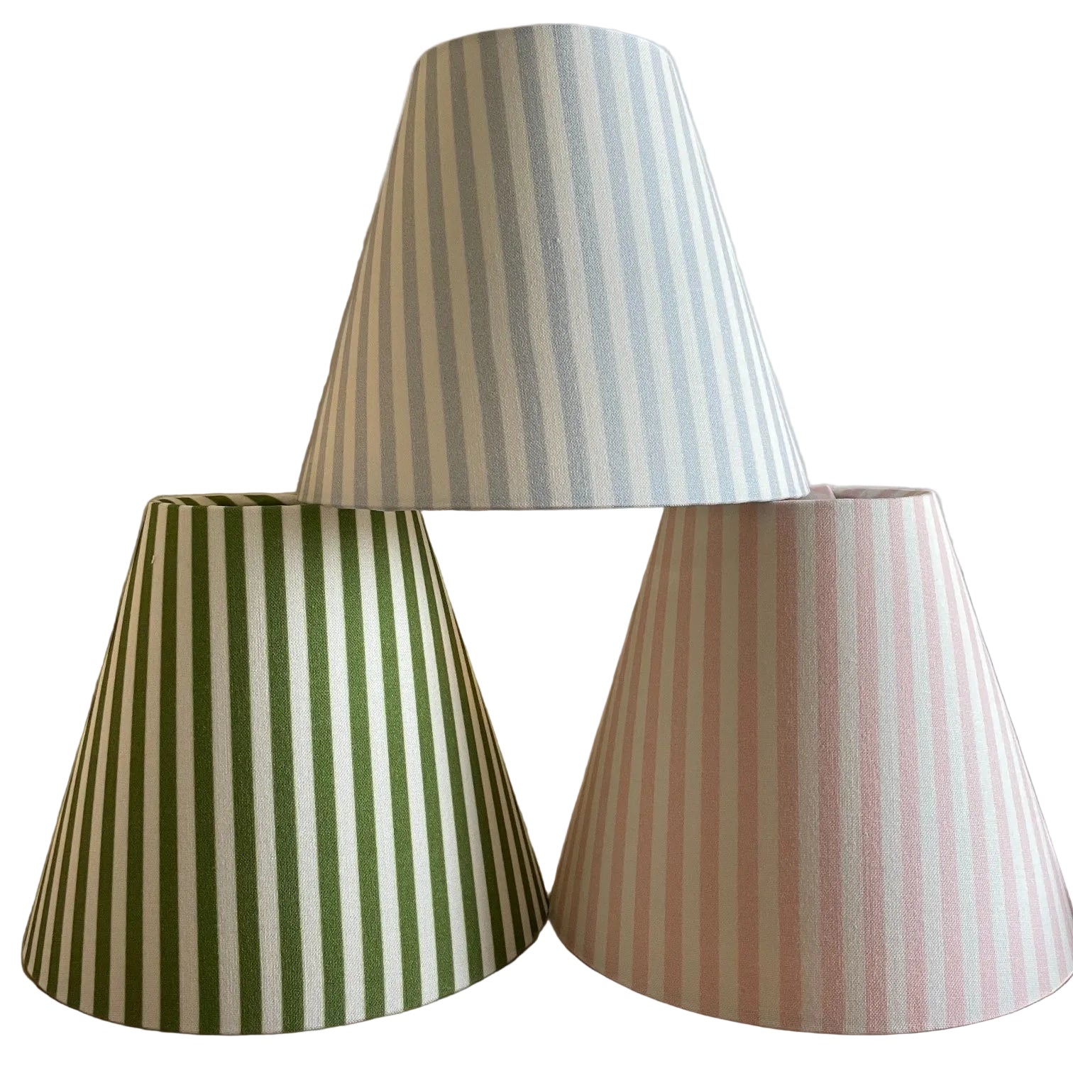 Powder Blue Striped Sconce Shade