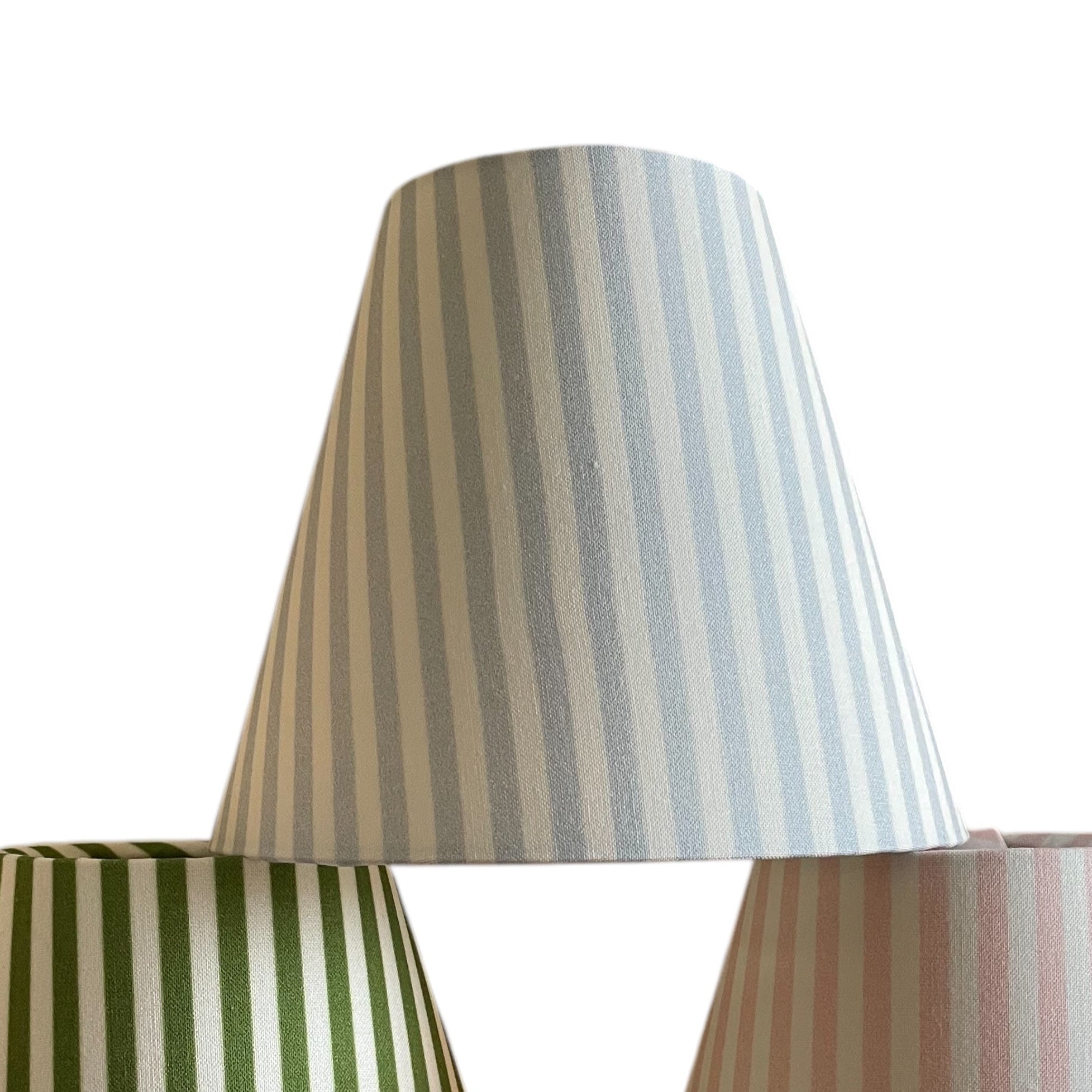 Powder Blue Striped Sconce Shade