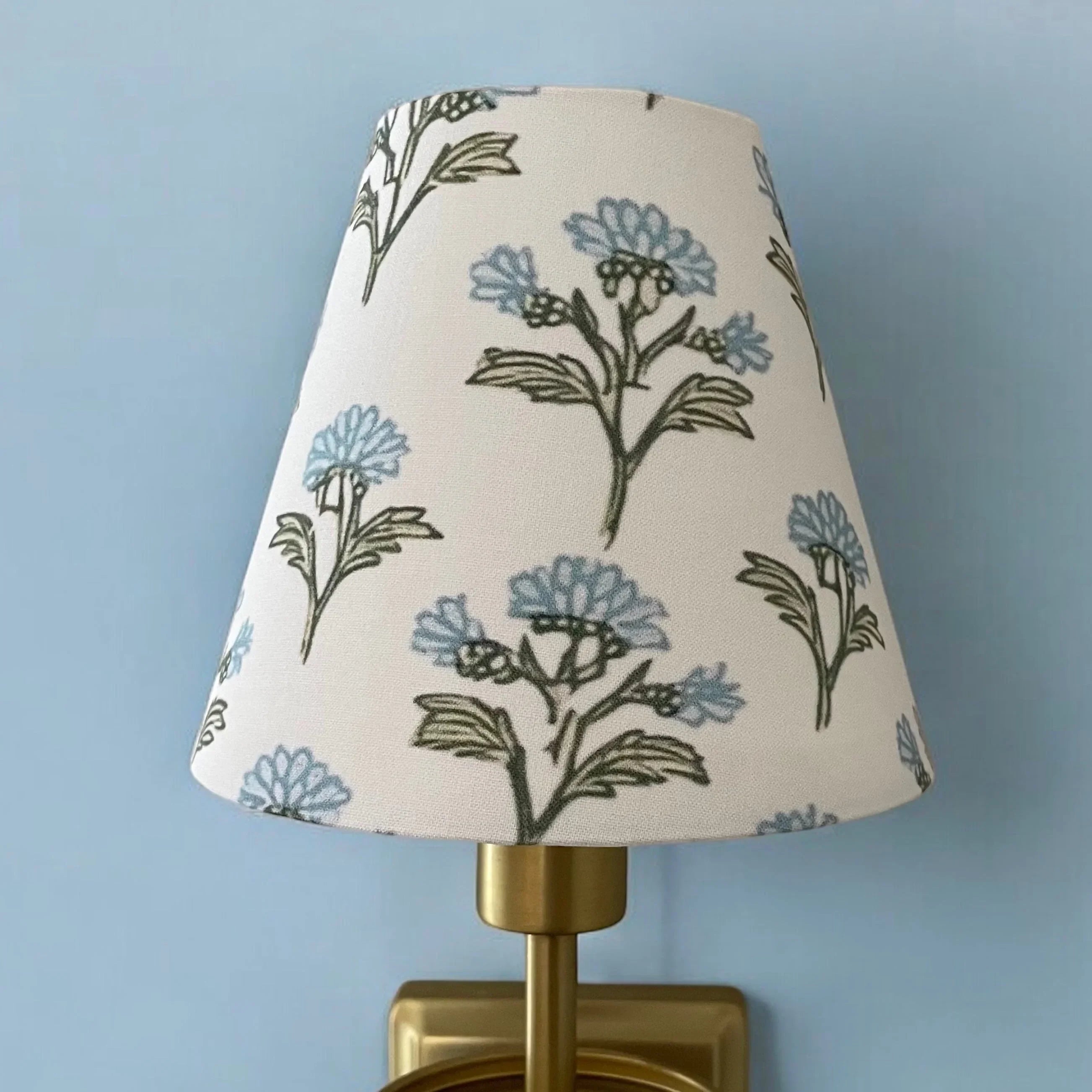 Blue Floral Sconce Shade in Sprig - The Mayfair Hall