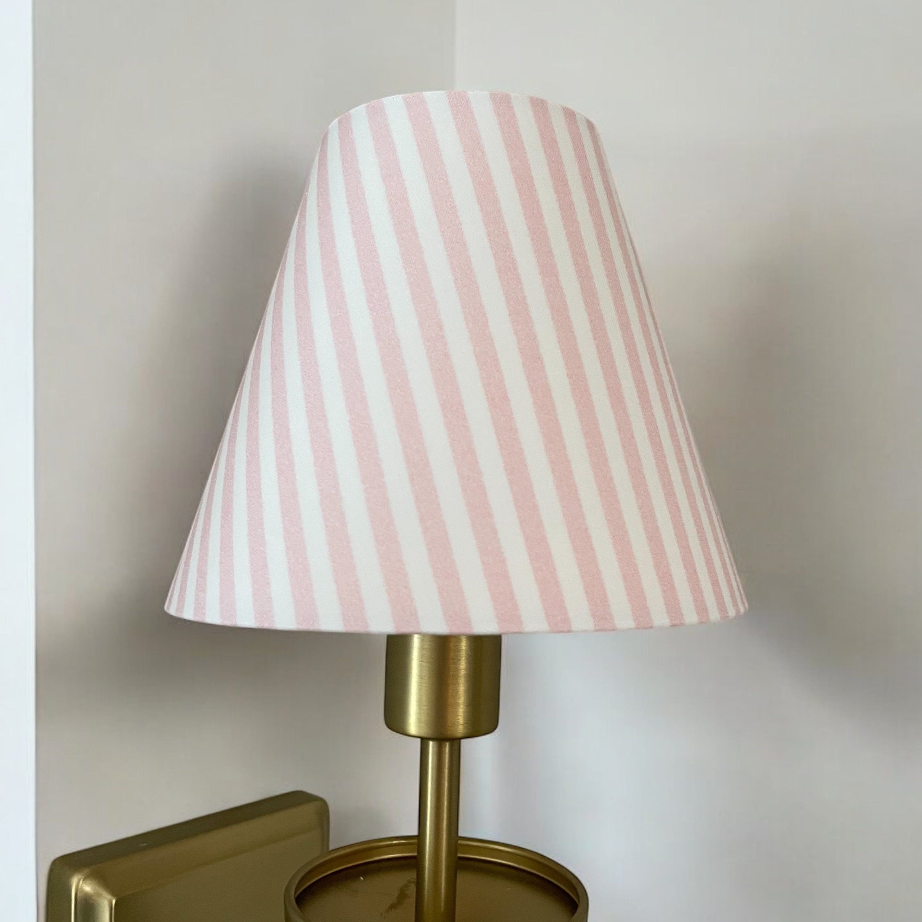 Powder Blue Striped Sconce Shade