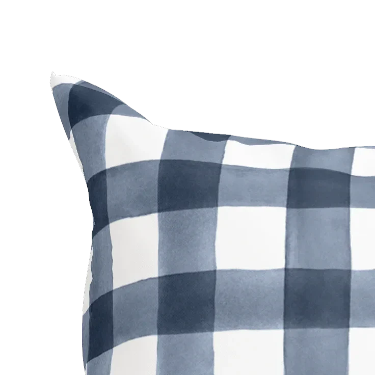 Classic Navy Check Pillow - The Mayfair Hall